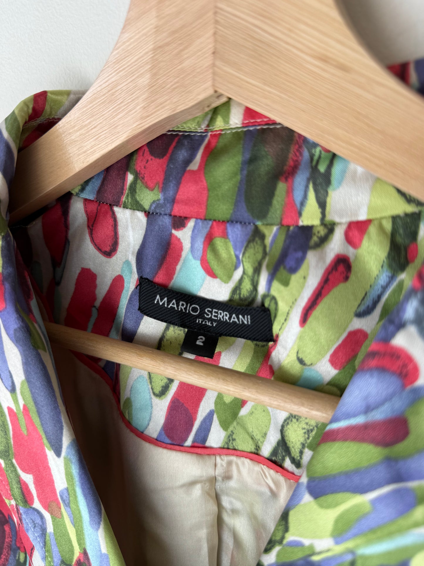 Mario Serrani Women's Colorful Patterned Satin Blouse
