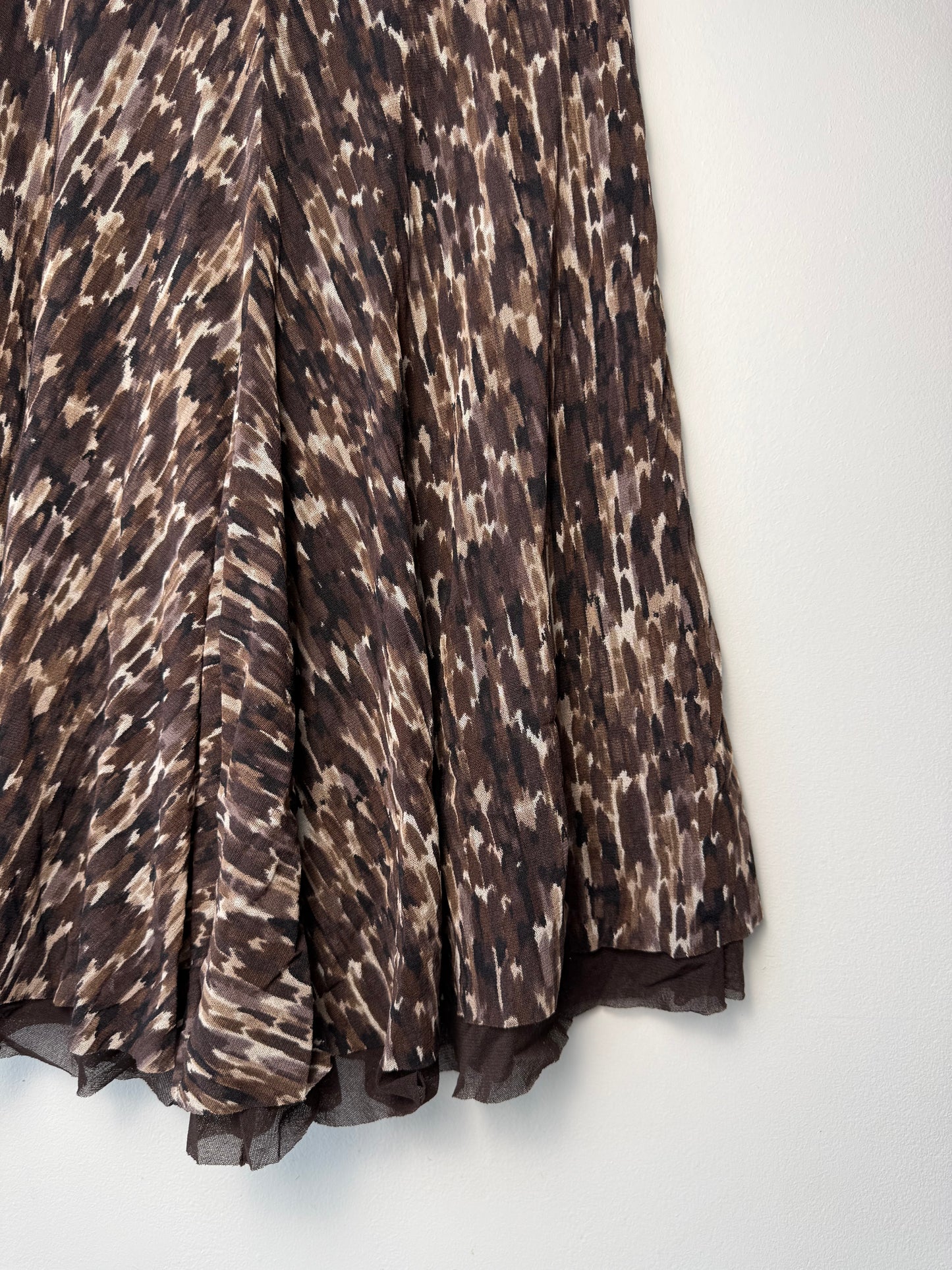 Vintage Fuzzi Women's Leopard Print Mesh A-Line Midi Skirt