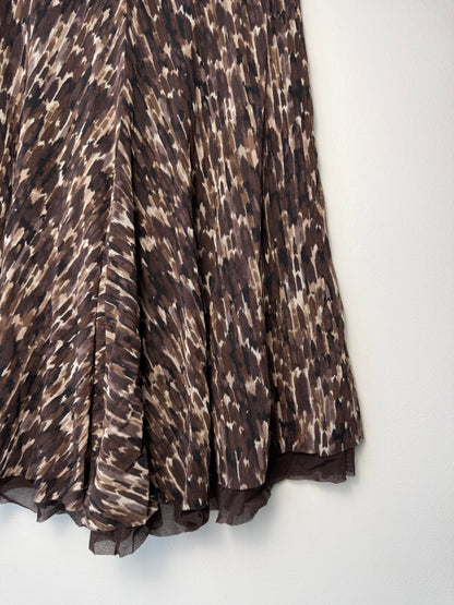 Vintage Fuzzi Women's Leopard Print Mesh A-Line Midi Skirt