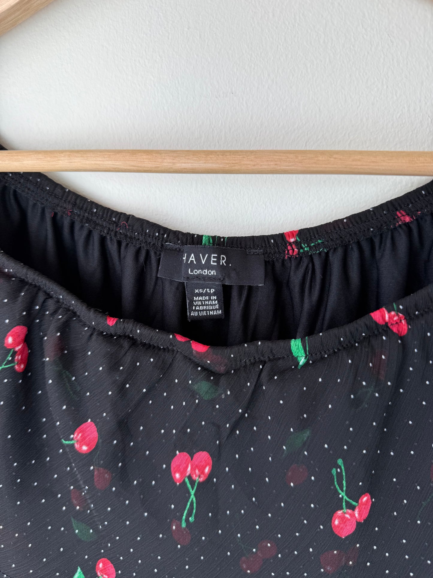 Laver London Women's Cherry & Polka Dot Print Top