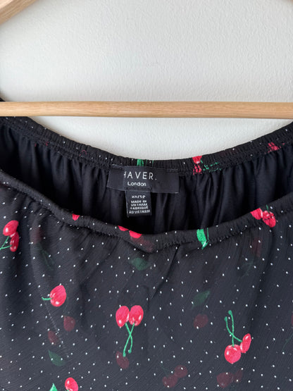 Laver London Women's Cherry & Polka Dot Print Top