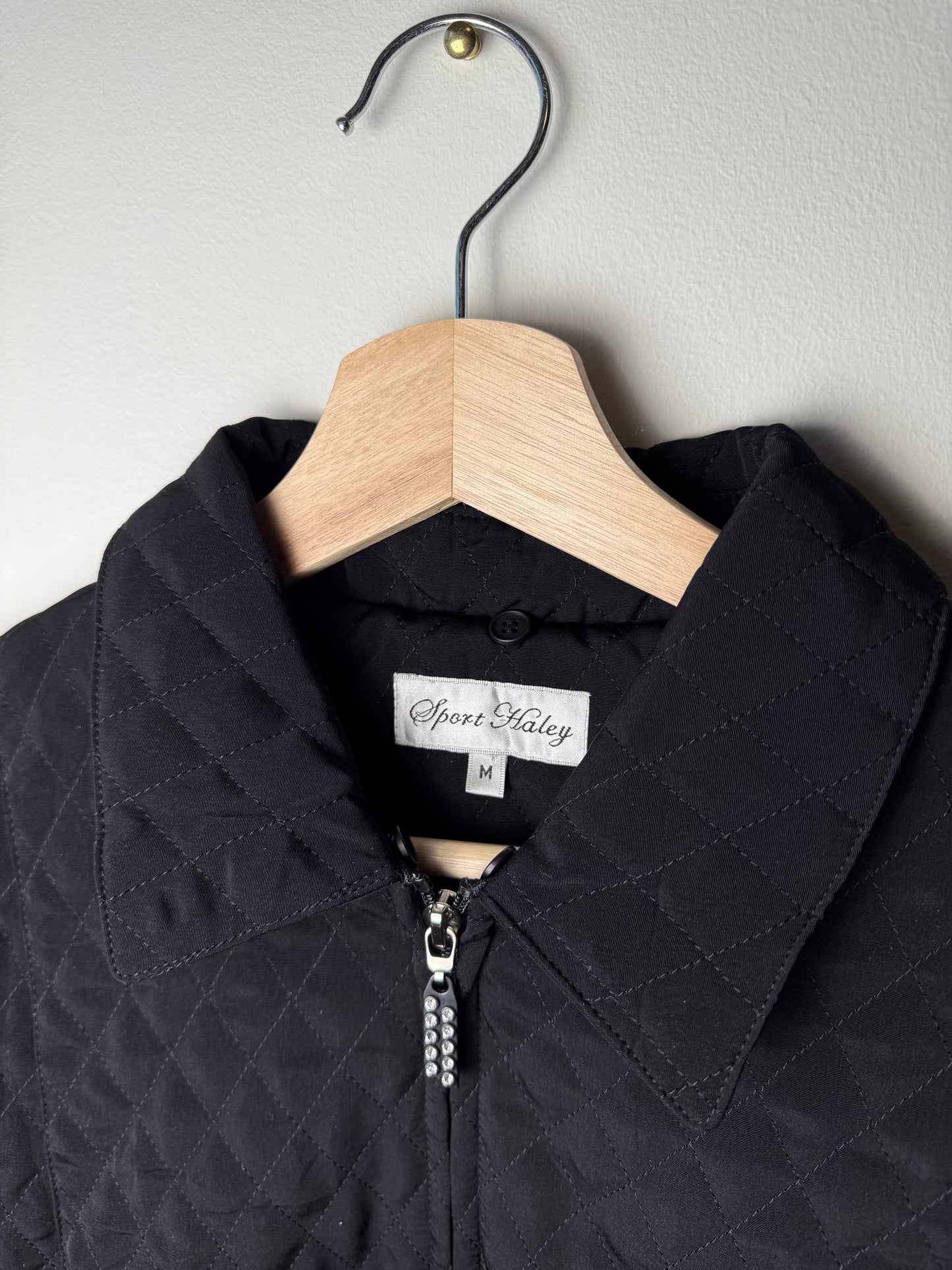 Y2K Sport Haley Women's Black Quilted Jacket with Rhinestone Zipper