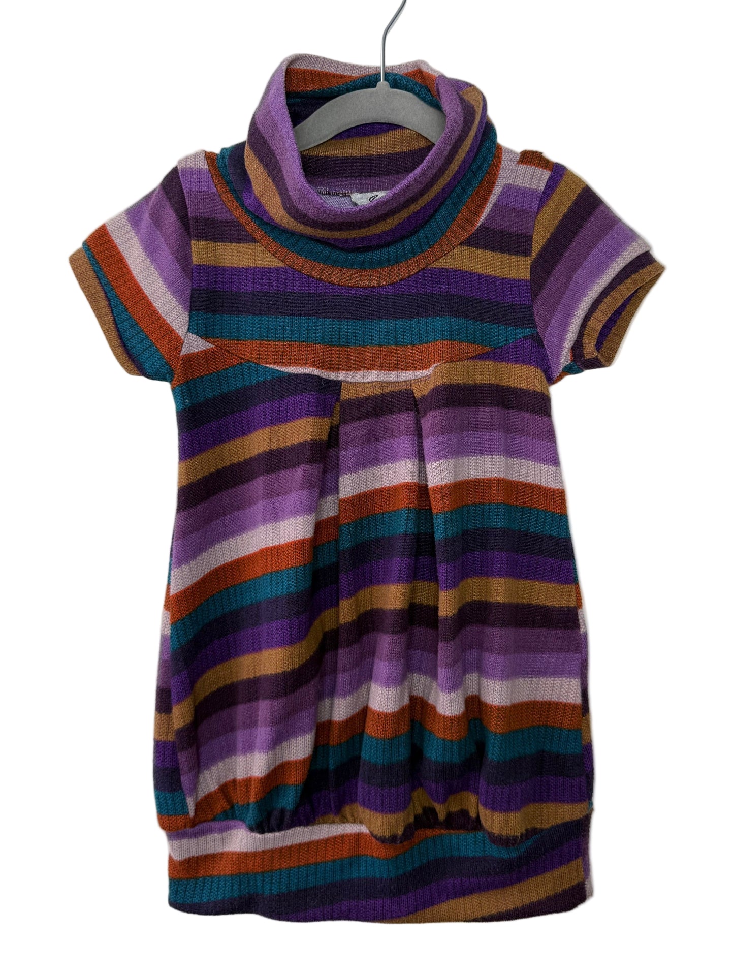 Jebellina Girls' Multicolored Striped Turtleneck Sweater Top/Dress