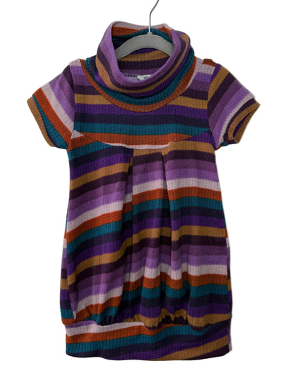 Jebellina Girls' Multicolored Striped Turtleneck Sweater Top/Dress