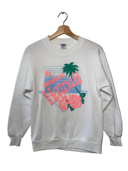 Vintage Women's Hawaii Graphic White Crewneck Sweatshirt