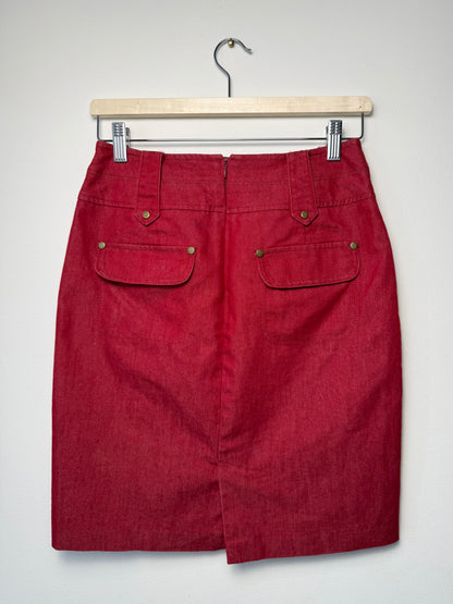Y2K Worthington Women's Red Midi Denim Skirt