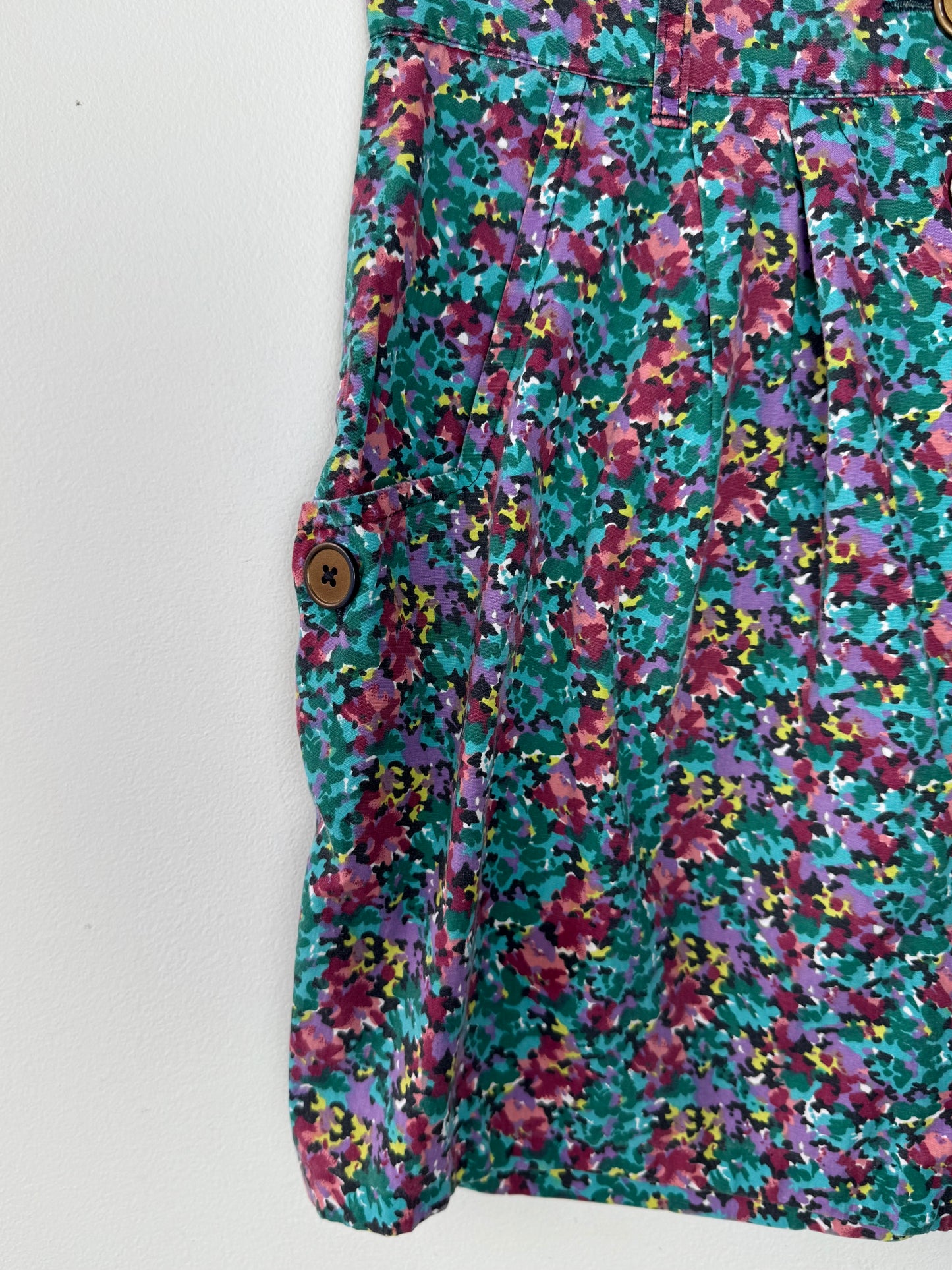 Vintage COOPERATIVE Women's Floral Patterned Skirt with Buttons