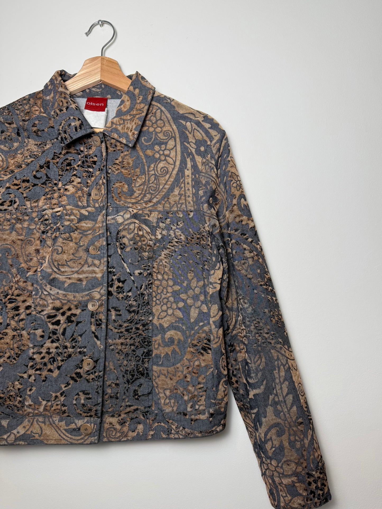 Vintage Y2K Women's Olsen Black Animal Print Denim-Style Jacket