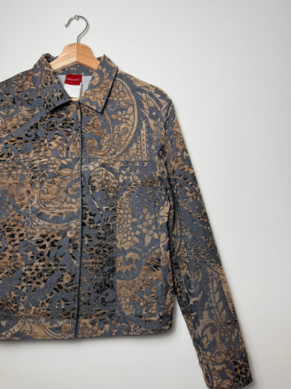 Vintage Y2K Women's Olsen Black Animal Print Denim-Style Jacket
