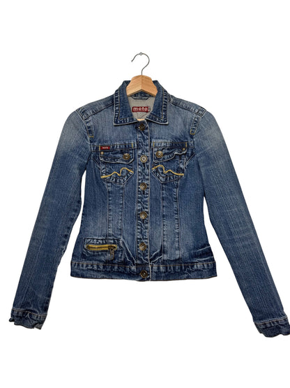 Vintage Y2K moto Women's Blue Denim Jacket