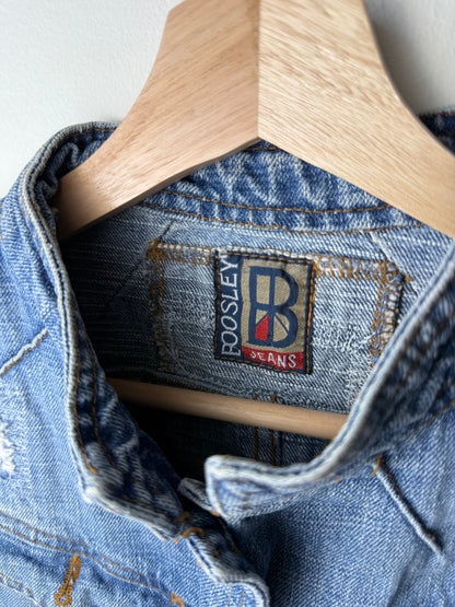 Y2K BOOSLEY JEANS Women's Distressed Blue Denim Jacket