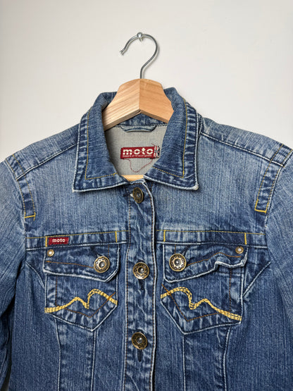 Vintage Y2K moto Women's Blue Denim Jacket