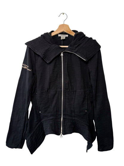 Y2K Parasuco Denim Legend Women's Black Asymmetrical Zip-Up Hoodie Jacket