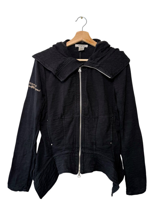 Y2K Parasuco Denim Legend Women's Black Asymmetrical Zip-Up Hoodie Jacket