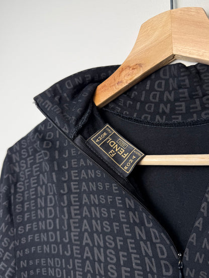 Vintage Authentic Fendi Jeans Women's Full Print Long Sleeve Turtleneck Top