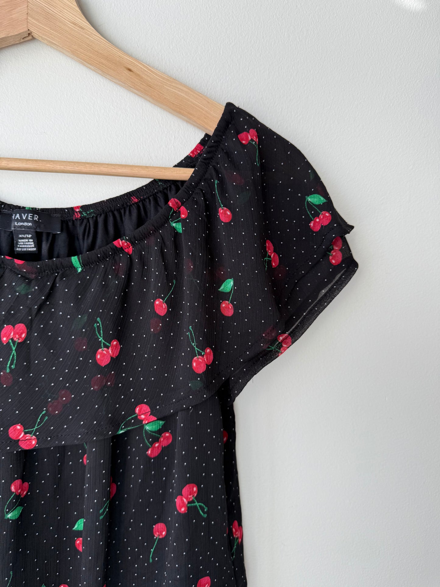 Laver London Women's Cherry & Polka Dot Print Top