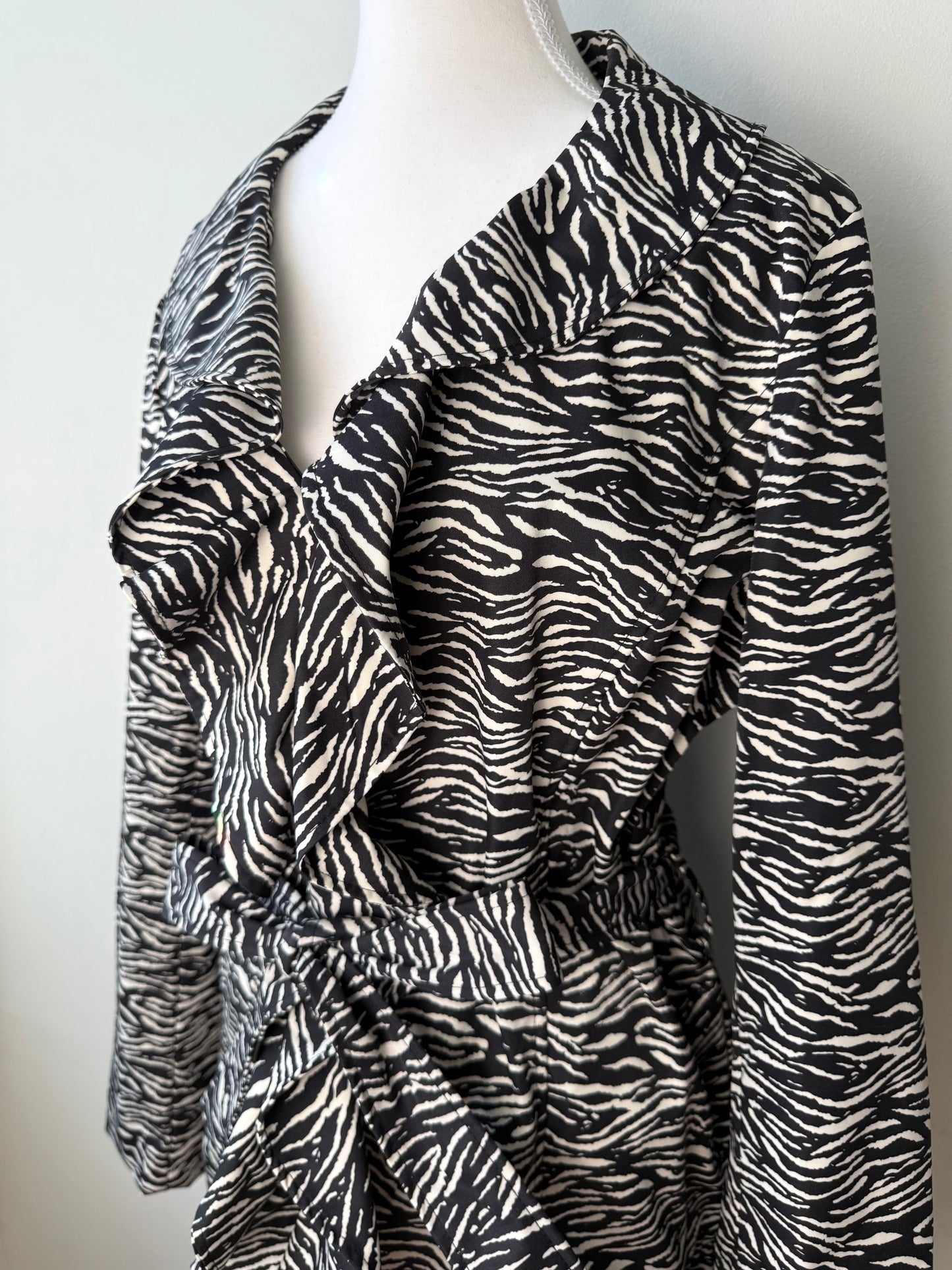 Sandro Studio Women's Zebra Print Ruffle Collar Jacket