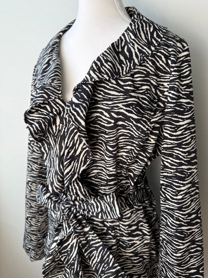 Sandro Studio Women's Zebra Print Ruffle Collar Jacket