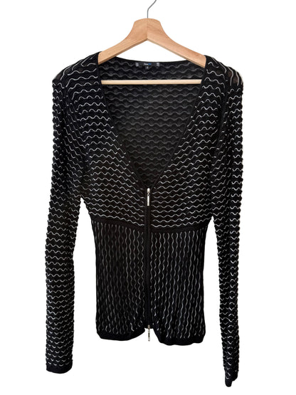 Y2K Siena Blil Women's Black V-Neck Zip Sweater Cardigan