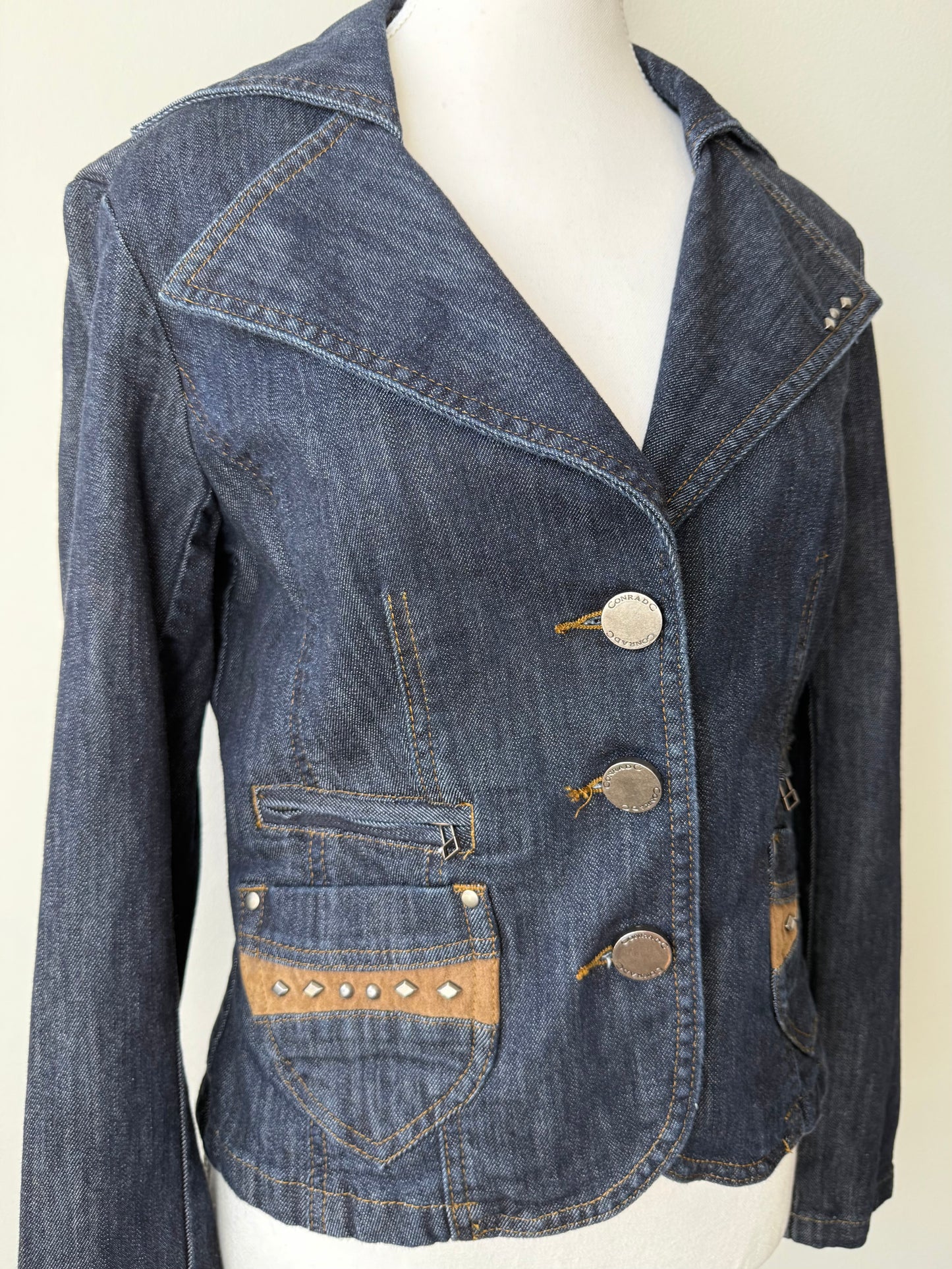 Y2K Proportion Women's Denim Blazer with Studs