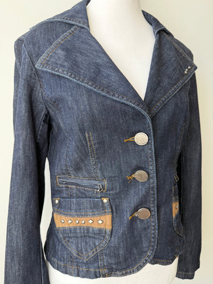 Y2K Proportion Women's Denim Blazer with Studs