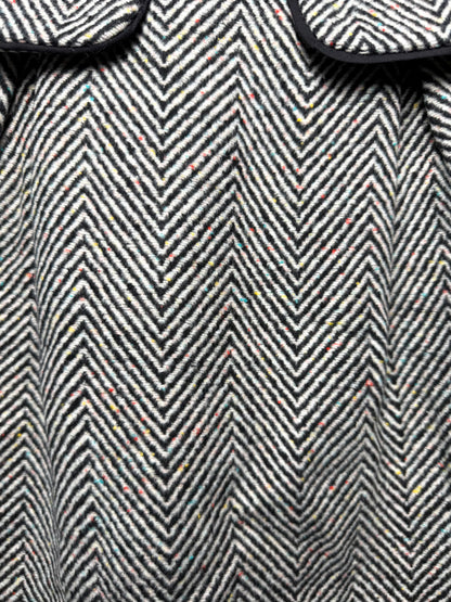 Unworn Y2K Memene Girls' Herringbone Tweed Dress Coat with Red Buttons