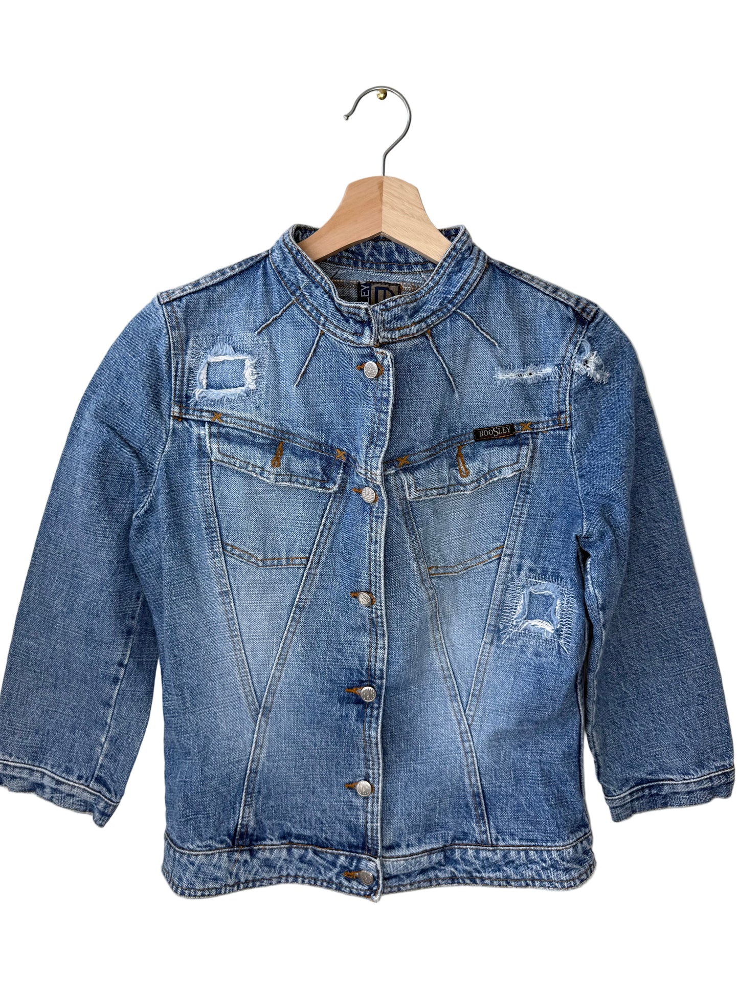 Y2K BOOSLEY JEANS Women's Distressed Blue Denim Jacket