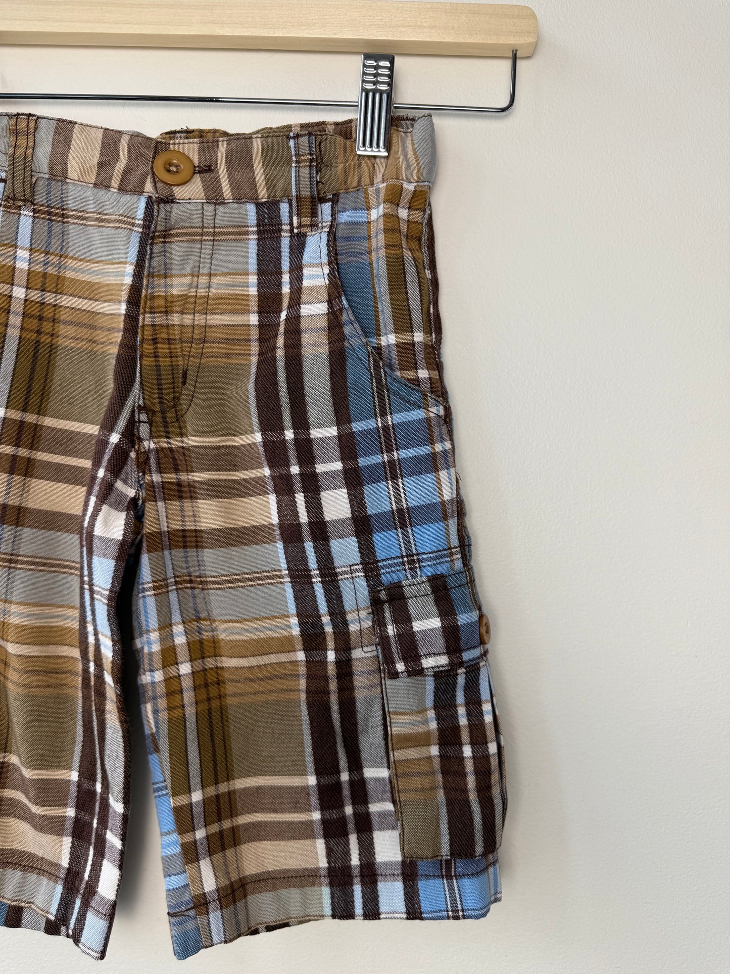 Y2K STAR Kids' Brown & Blue Plaid Shorts