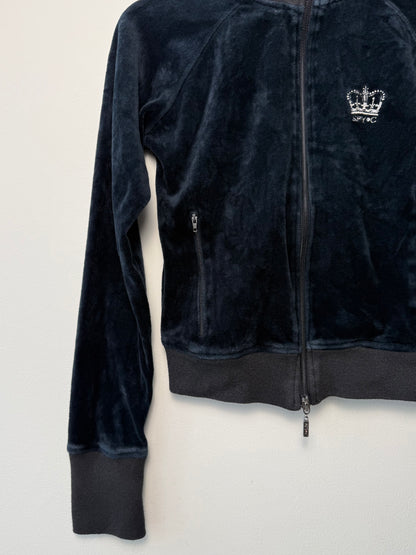 Y2K SPY C Women's Navy Velour Track Zip-Up Jacket