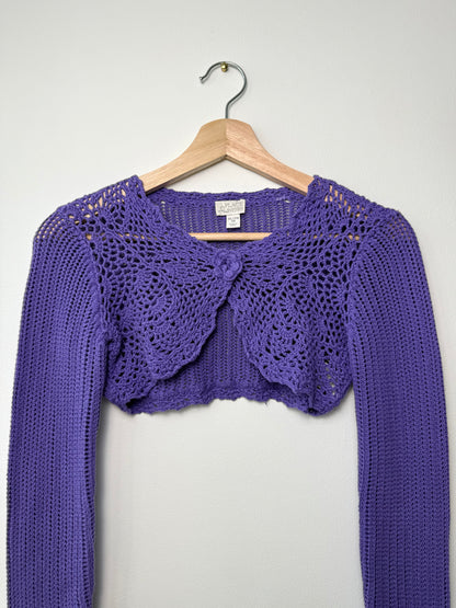 Place 1989 Girls' Purple Crocheted Sweater Cardigan