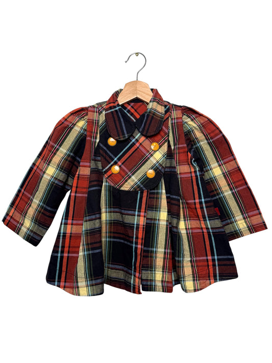 Y2K RONALDO FRAGA Girls' Multicolored Plaid Dress Coat