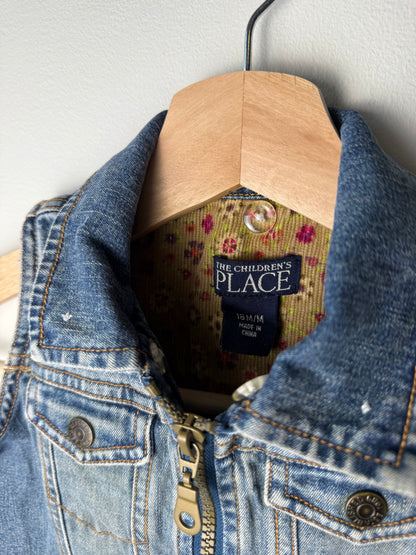 THE CHILDREN PLACE Girls' Denim Vest with Floral Patches