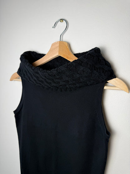 Michel Klein Women’s Black Cable Turtleneck Sleeveless Sweater