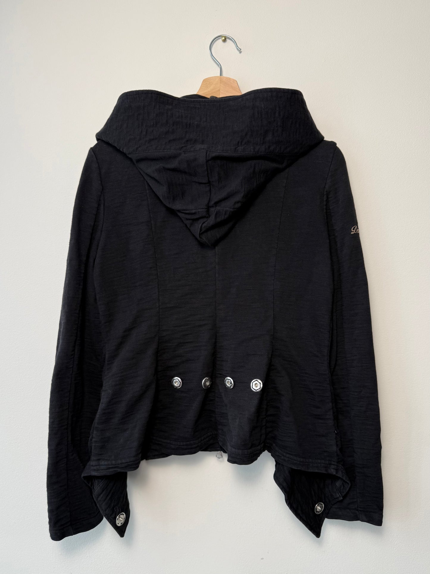 Y2K Parasuco Denim Legend Women's Black Asymmetrical Zip-Up Hoodie Jacket