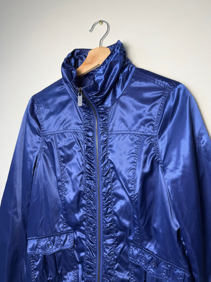 Y2K edc Women's Shiny Blue Lightweight Zip-Up Jacket