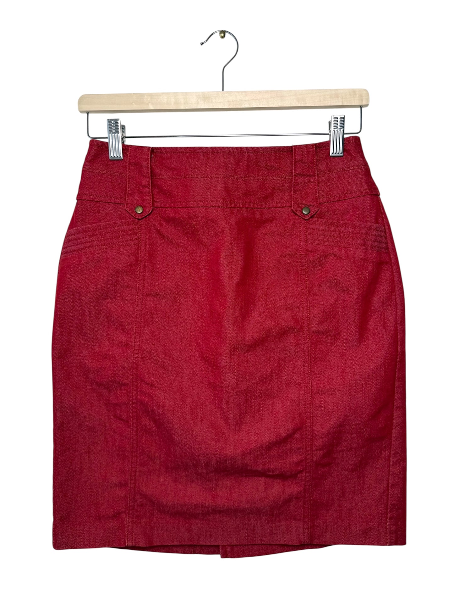 Y2K Worthington Women's Red Midi Denim Skirt