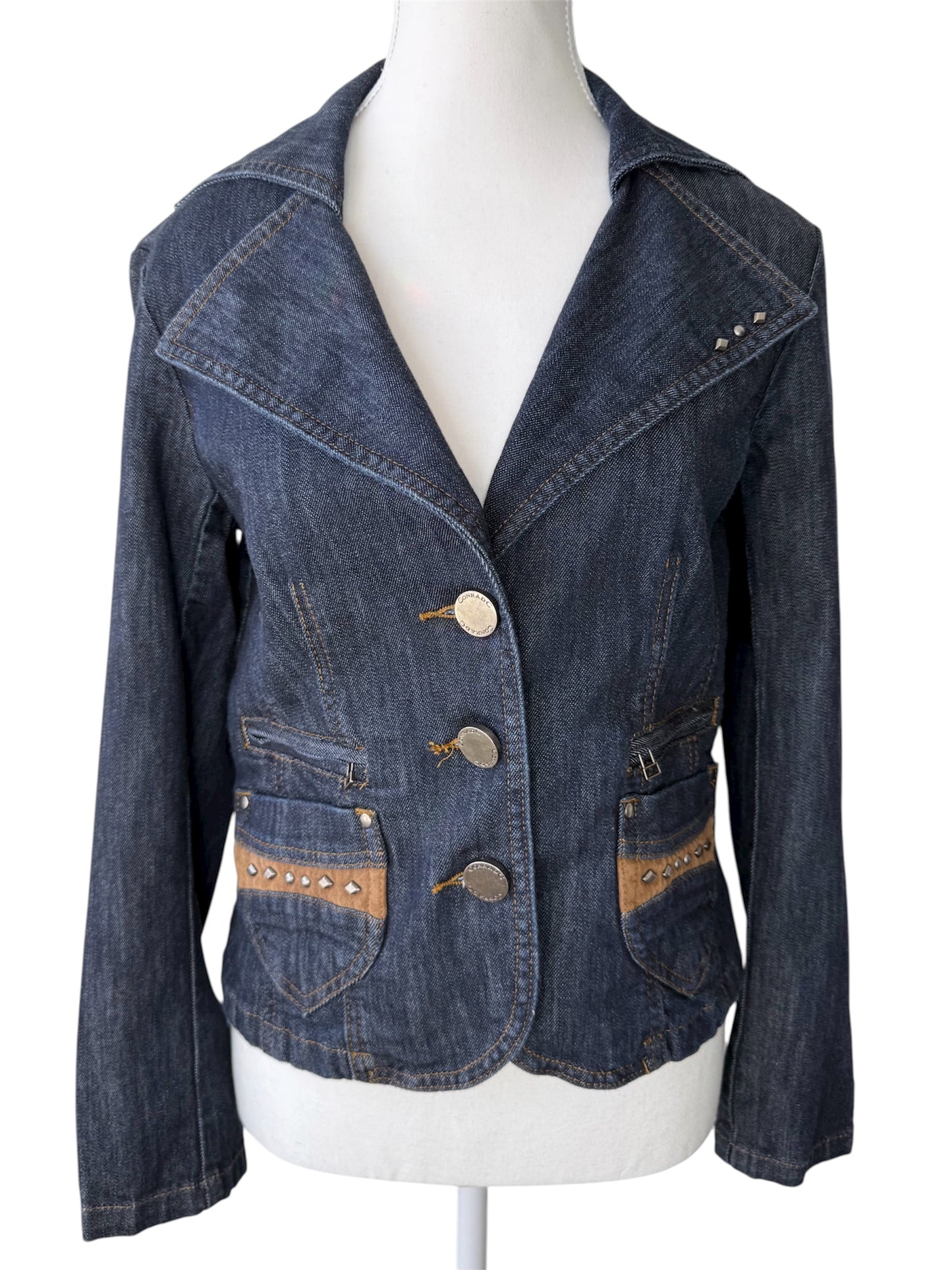 Y2K Proportion Women's Denim Blazer with Studs