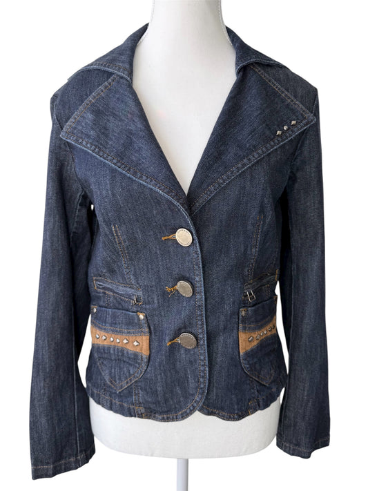 Y2K Proportion Women's Denim Blazer with Studs