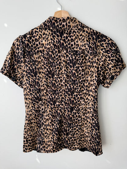 Majora Collection Women's Leopard Print Short Sleeve Blouse