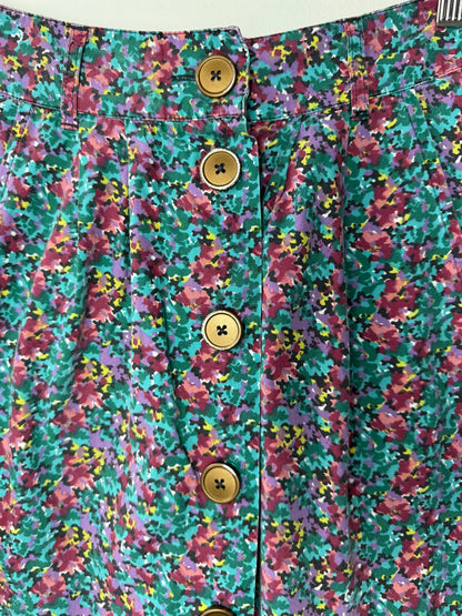 Vintage COOPERATIVE Women's Floral Patterned Skirt with Buttons