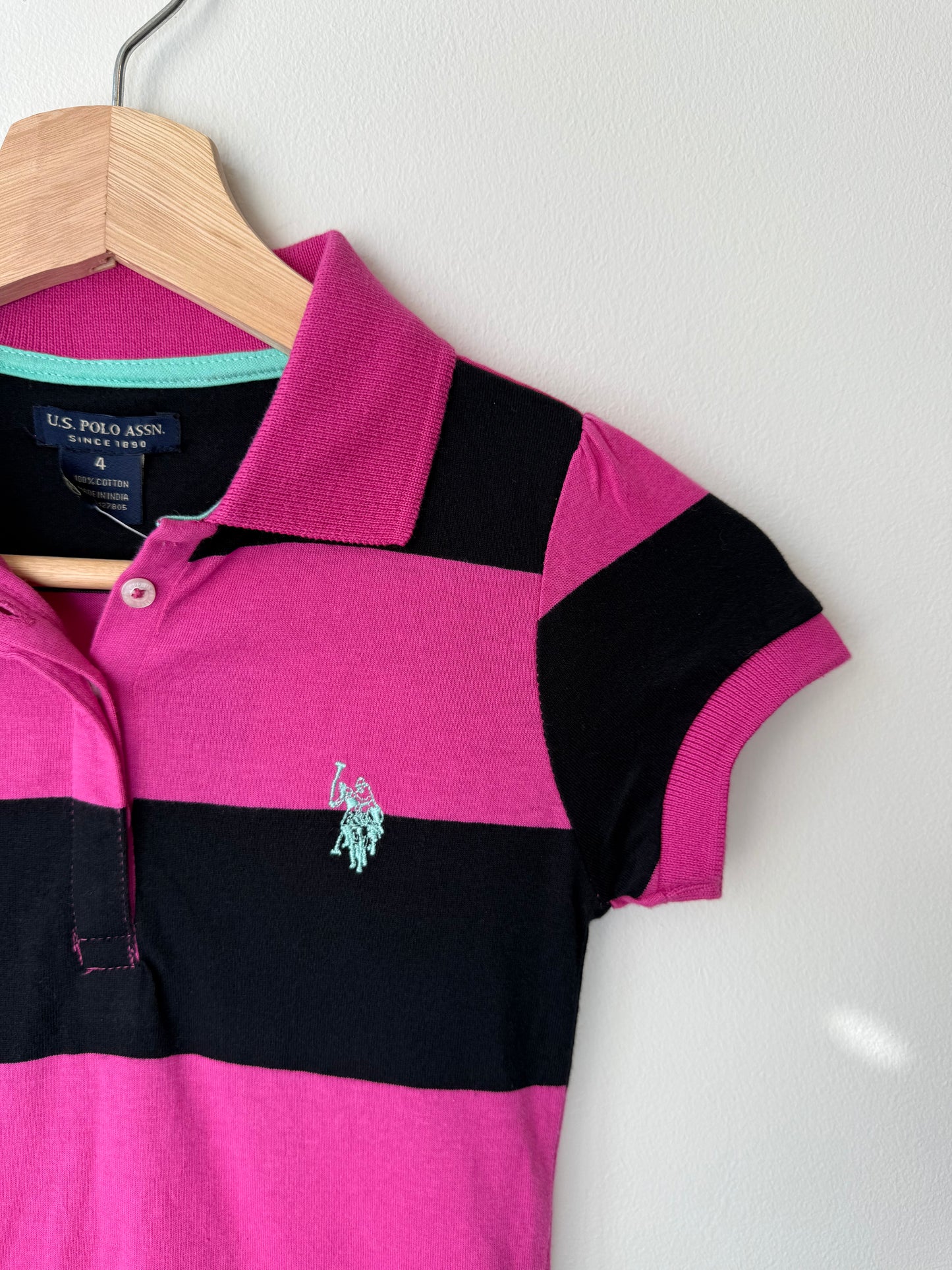 Unworn U.S. POLO ASSN. Girls' Pink & Black Striped Dress