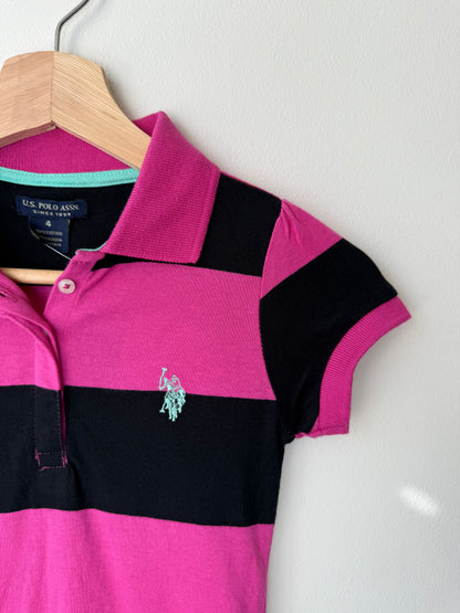 Unworn U.S. POLO ASSN. Girls' Pink & Black Striped Dress
