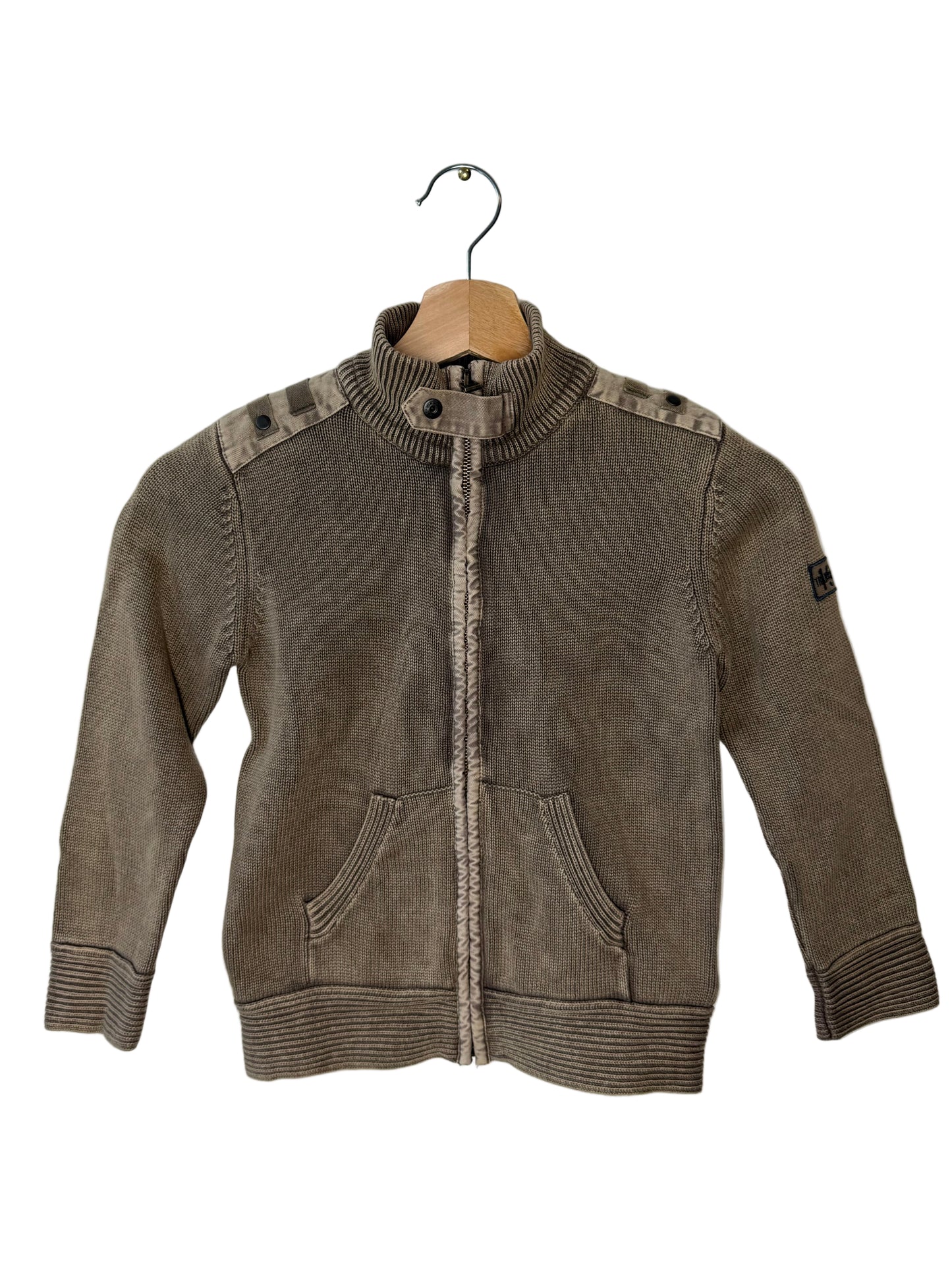 Okaidi Kids' Brown Knit Zip-Up Jacket