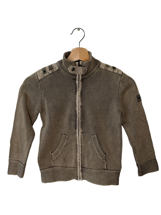 Okaidi Kids' Brown Knit Zip-Up Jacket