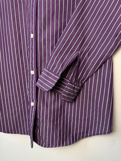 LAUREN By Ralph Lauren Women's Non-Iron Purple Striped Shirt