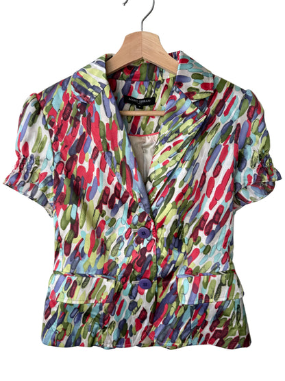 Mario Serrani Women's Colorful Patterned Satin Blouse