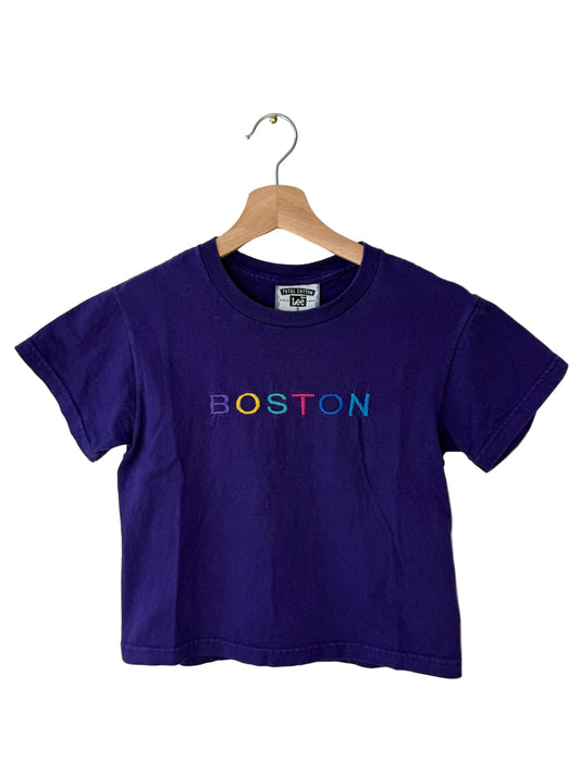 Lee Girls' Purple T-Shirt with 'BOSTON' Embroidery