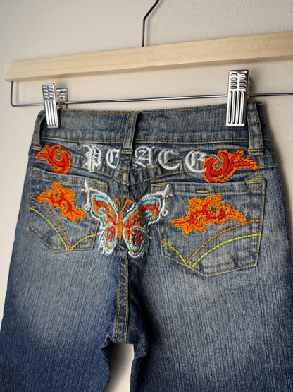 Y2K Kids' Flare Jeans with Butterfly Embroidery