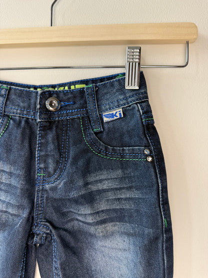 KATKUT JEANS Boy's Blue Denim Shorts with Plaid Details