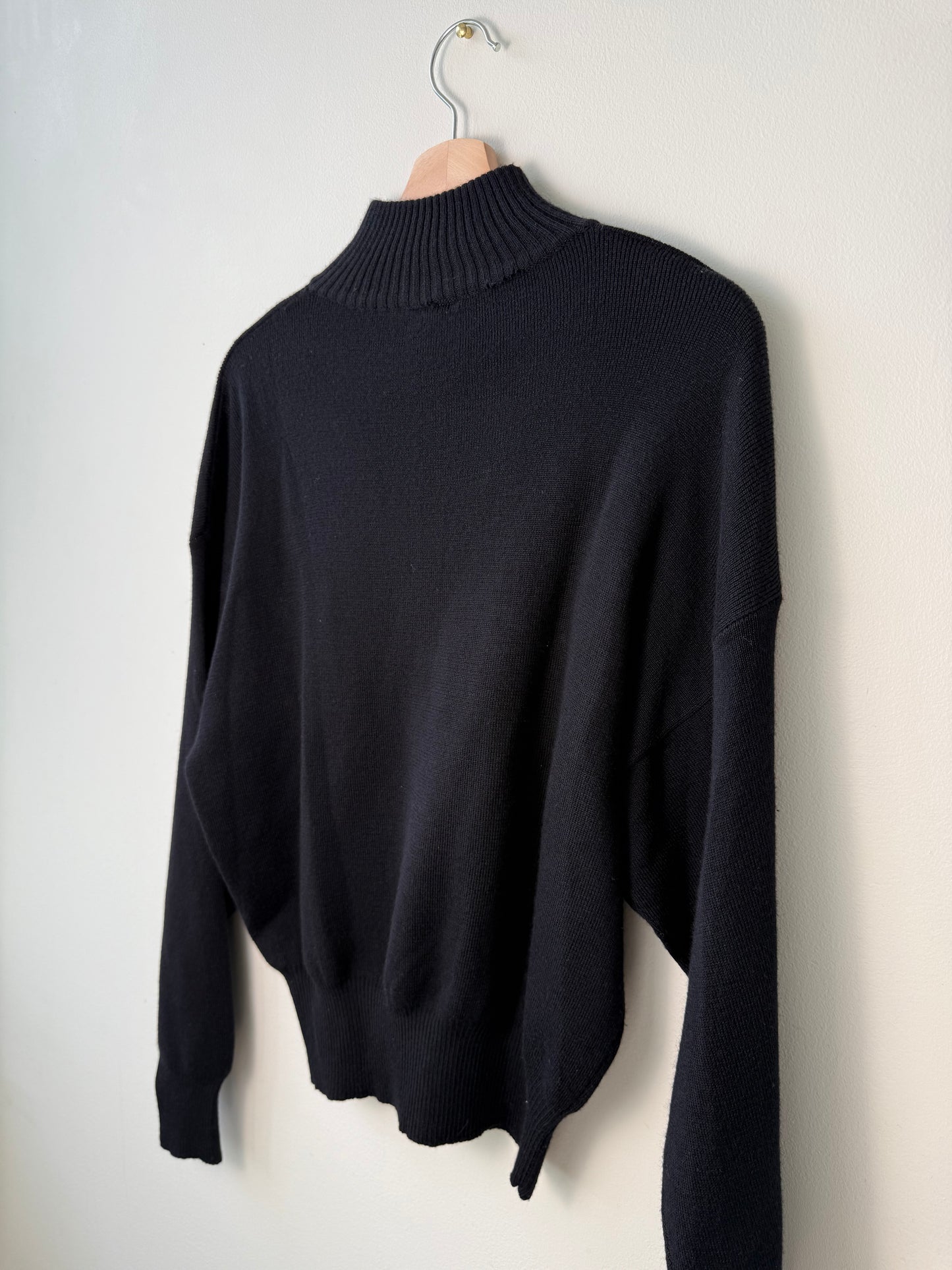 Vintage Y2K Meister Women's Black Sweater with Rhinestone Zipper